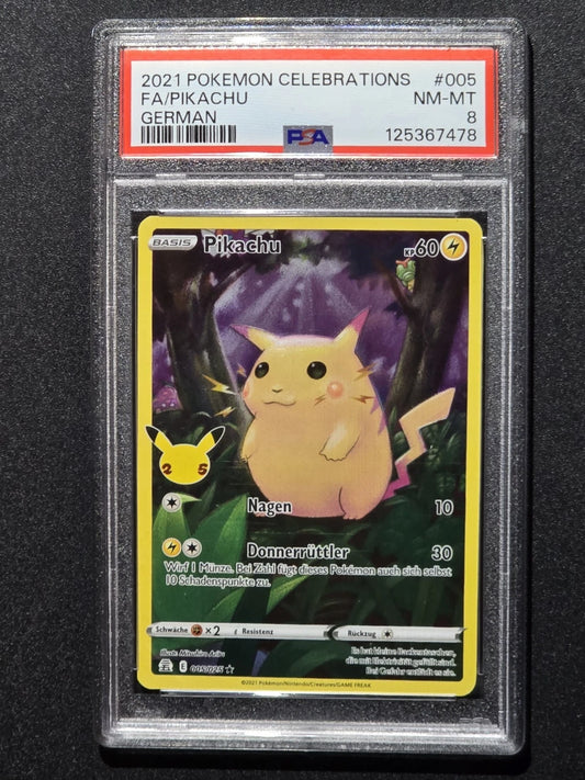 2021 Pokemon Celebrations Pikachu PSA 8 Fullart #005 25th Anniversary