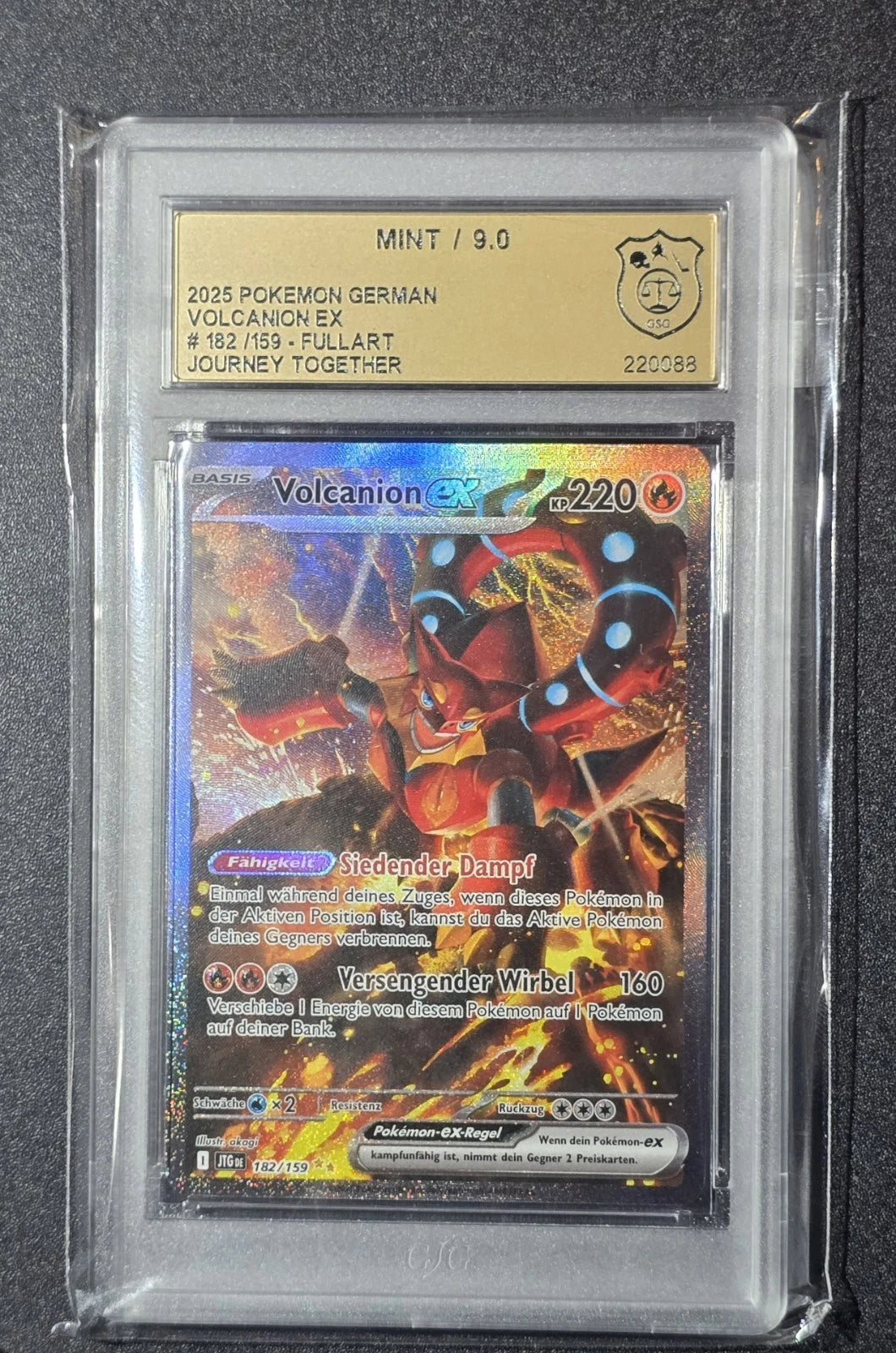 2025 POKEMON GERMAN VOLCANION EX # 182/159 FULLART JOURNEY TOGETHER GSG 9