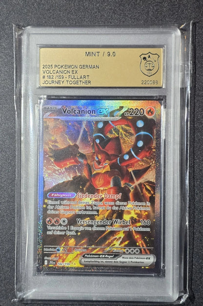 2025 POKEMON GERMAN VOLCANION EX # 182/159 FULLART JOURNEY TOGETHER GSG 9