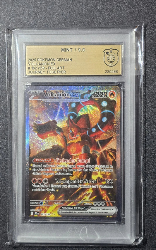 2025 POKEMON GERMAN VOLCANION EX # 182/159 FULLART JOURNEY TOGETHER GSG 9
